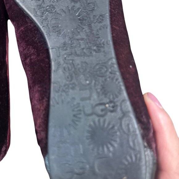 UGG Australia ALLOWAY Chocolate Brown Suede Shearling Fur Slippers Woman's 9 - Picture 14 of 15